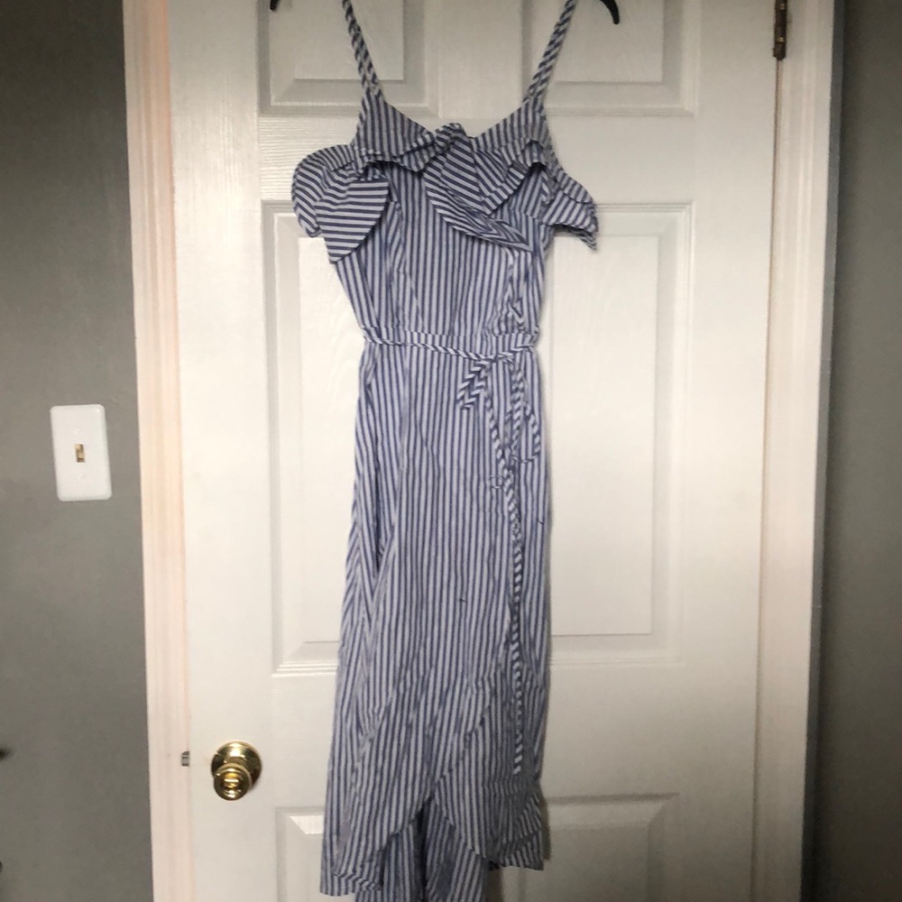 Blue and white stripe summer dress